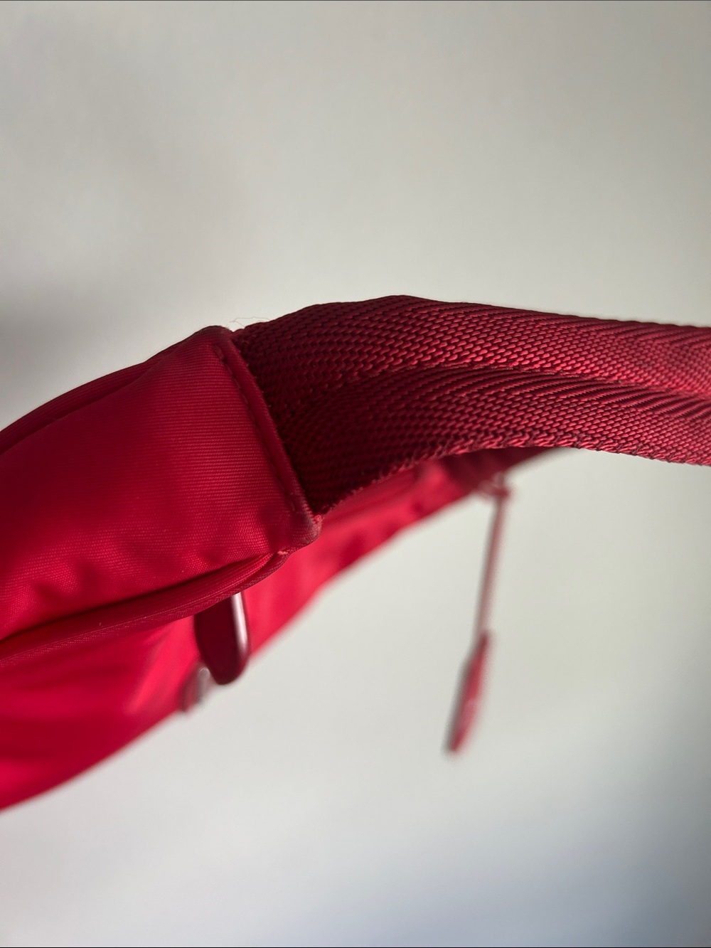 Prada Red Nylon Shoulder Bag with Logo Tag - Picture 2 of 12